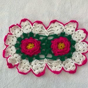 Vintage hand crocheted rose doily